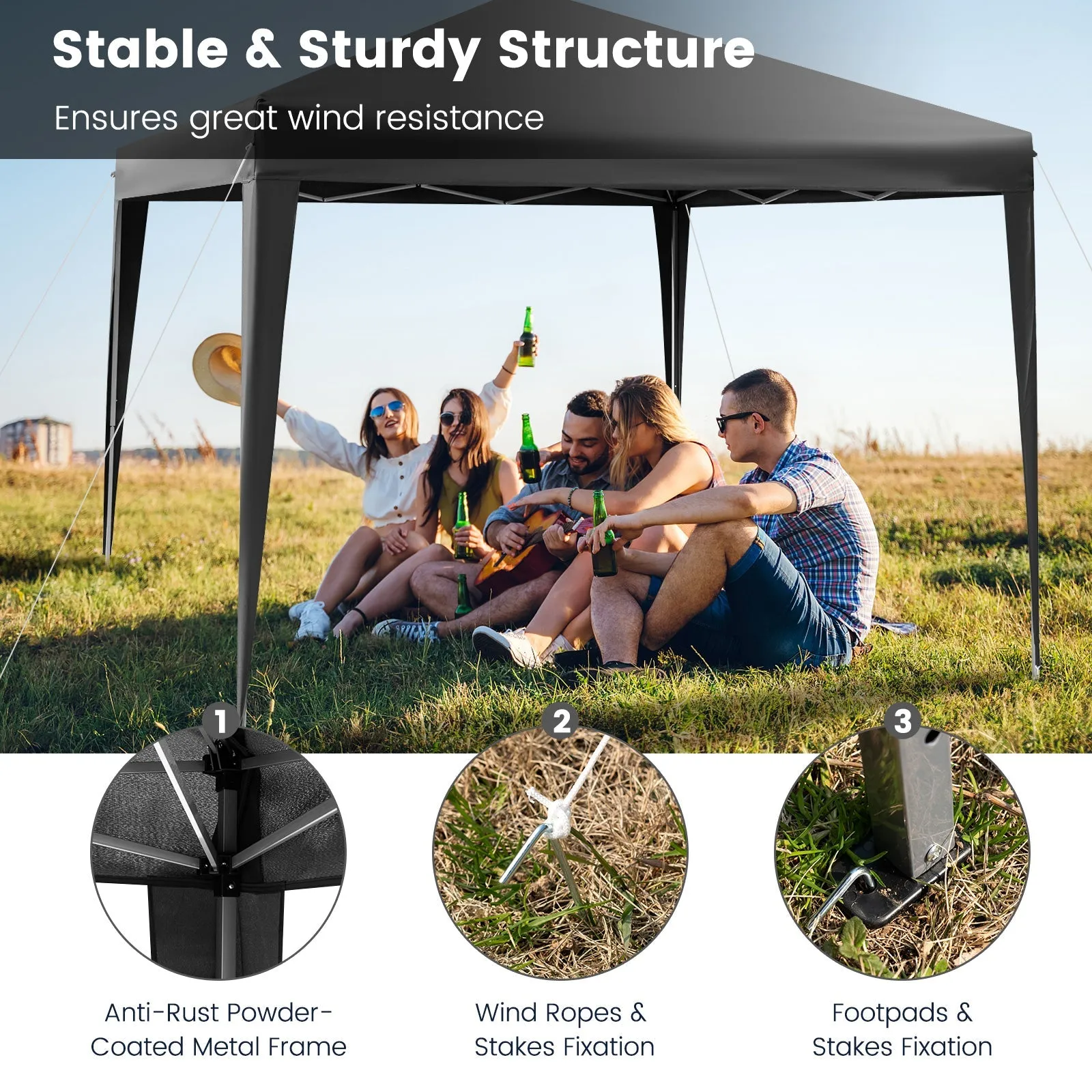 295 x 295 CM Outdoor Portable Instant Pop-up Canopy with Carrying Bag