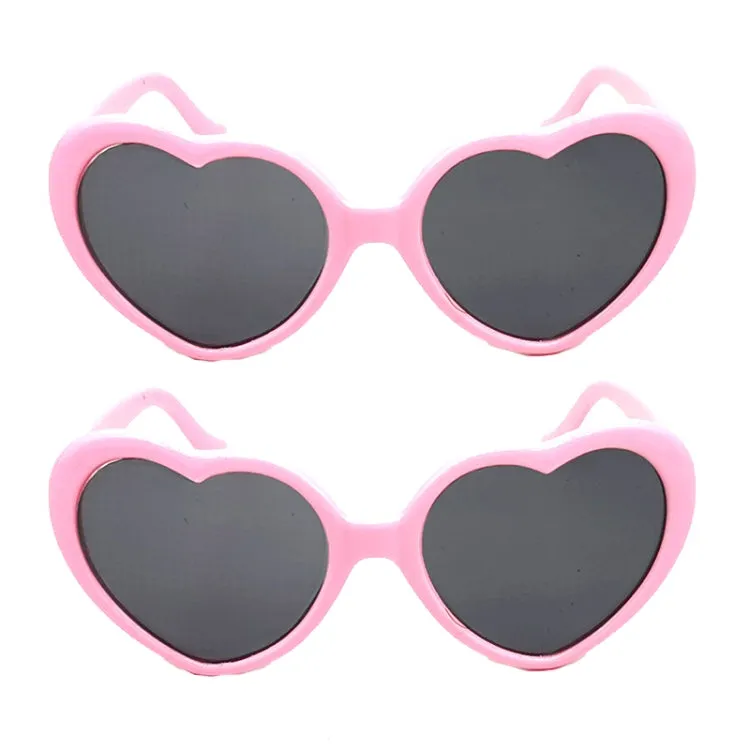 2pairs Love Glasses Light Change Love Sunglasses(Pink)