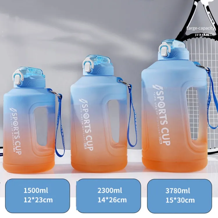 3800ml Large Capacity Gradient Straw Cup Sports Bottle With Scale(Black)