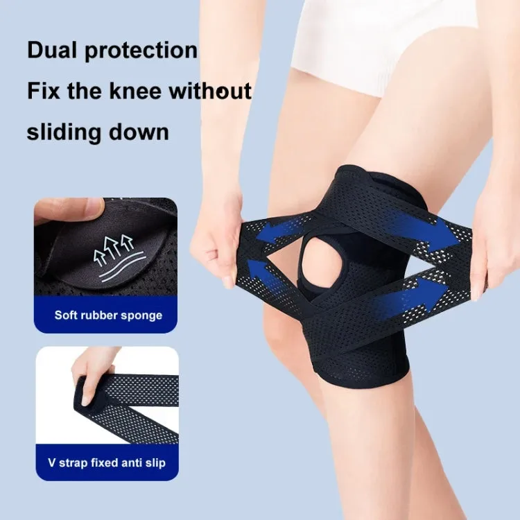 4th Generation Breathable Knee Guard Adjustable Thin Sports Running Cycling Mountaineering Meniscus Knee Joint Patella Strap, Size: M(White)