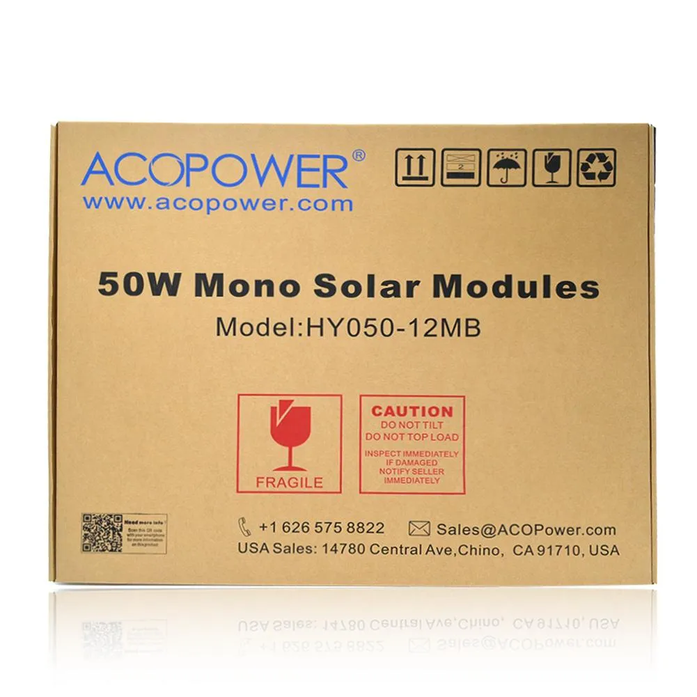 ACOPOWER 50 Watts All Black Mono Solar Panel, 12V