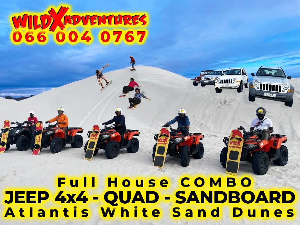 Activity Combo: Jeep 4x4 Tour, Quad Biking & Glam Sandboarding for 1, 2, 4 or 6