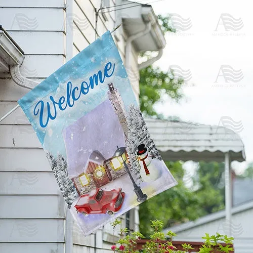 America Forever Winter Welcome Double Sided House Flag