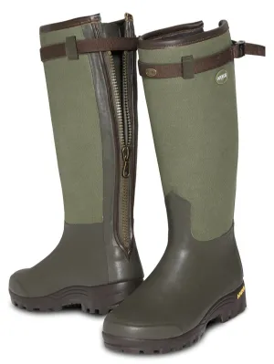 ARXUS Primo Canvas Zip Wellington Boots - Neoprene Zip - Dark Olive