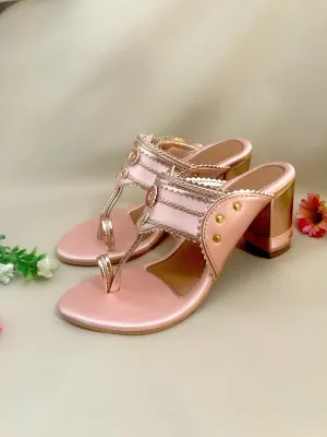 Baby Pink Satin Kolapuri