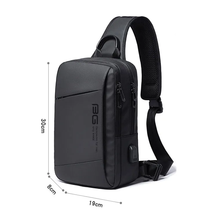 BANGE Fashion Outdoor Sports USB Leisure Shoulder Bag Men Chest Bag(Black)