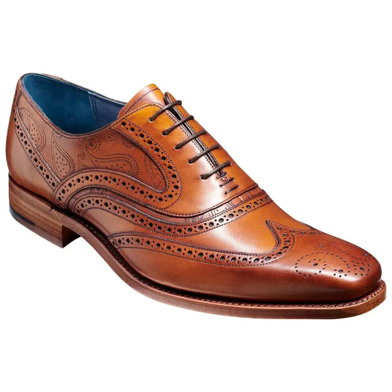 BARKER McClean Shoes - Mens Brogue - Antique Rosewood Calf & Paisley Laser