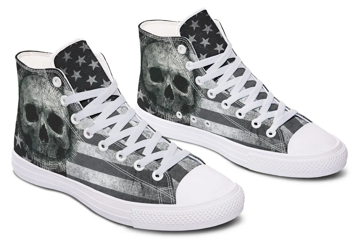 Black And White USA Flag Skull