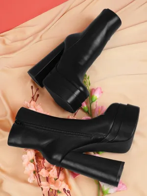 Black PU Block Ankle Boots (TC-GOWN50-BLK)