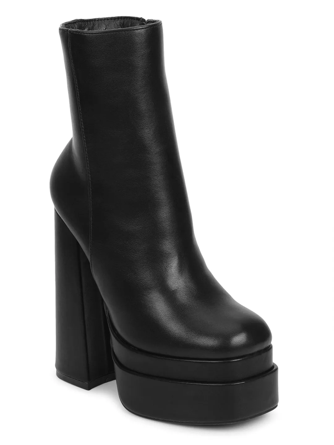 Black PU Block Ankle Boots (TC-GOWN50-BLK)