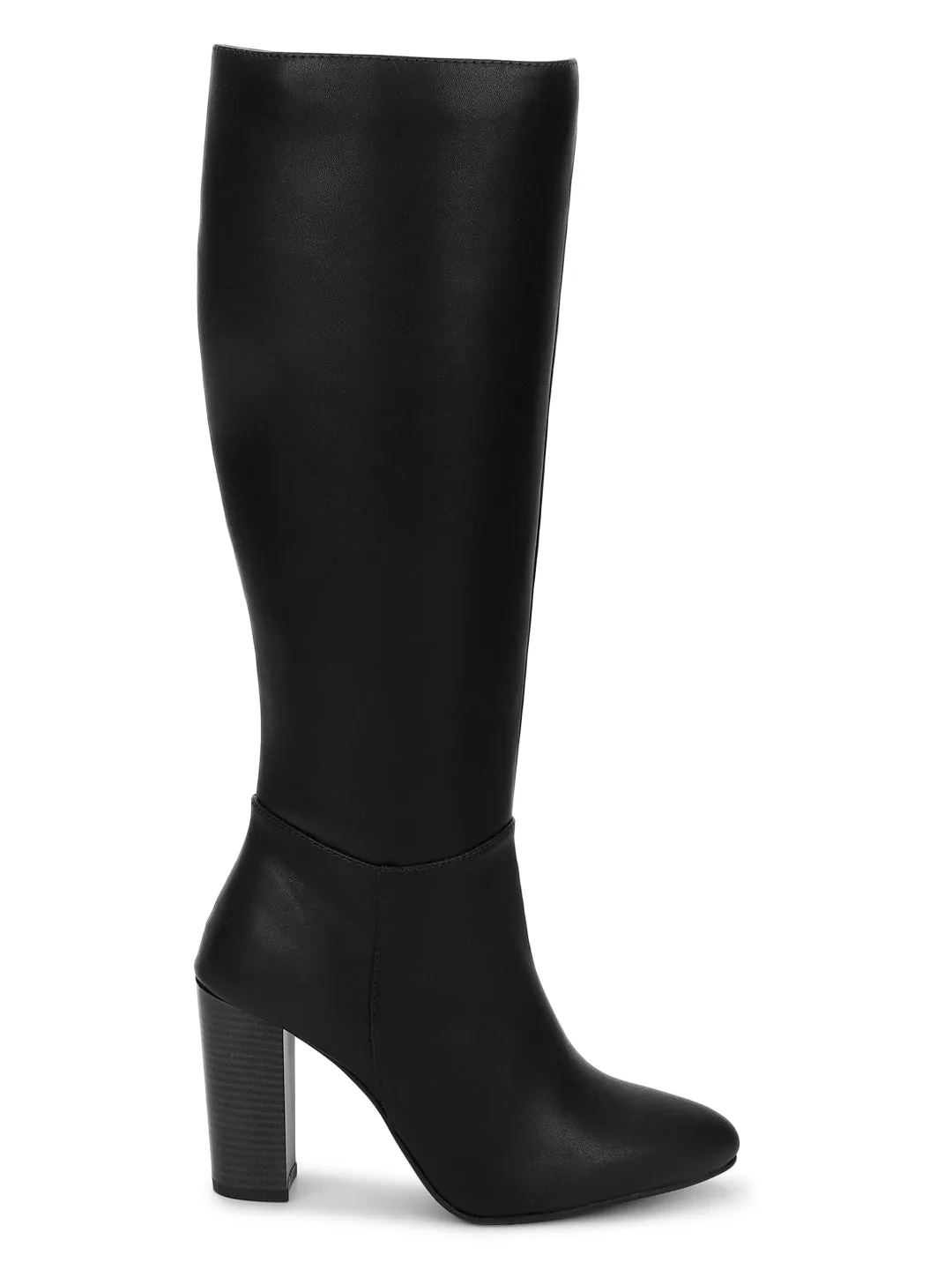 Black PU Block Long Boots (TC-ST-1288-BLK)