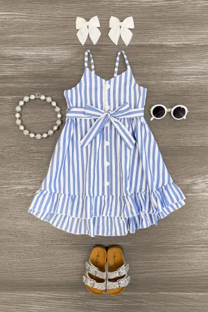 Blue & White Stripe Tunic Top