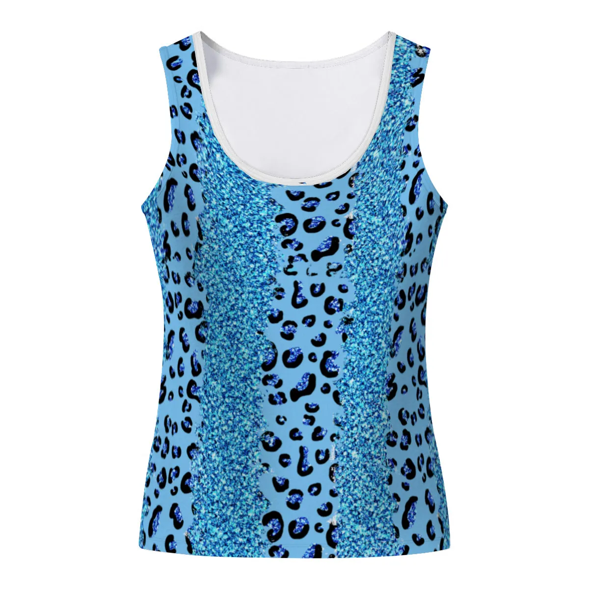 Blue Striped Leopard Tank Top