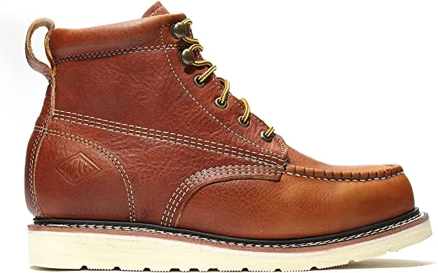 BONANZA MEN'S WORK BOOTS | FRONTIER 6" MOC STEEL TOE | WEDGE | BAT-612