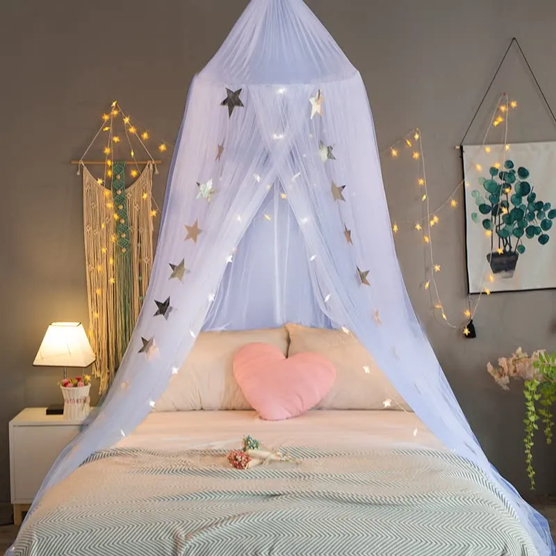 Classic Mosquito Net for Hanging Double Bed with 10 Meter LED Light | King Size Machardani | Polyester 30GSM Strong Net | Canopy Tent for Bedrooom -Plain White