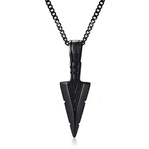 Classy Men Black Arrowhead Pendant Necklace