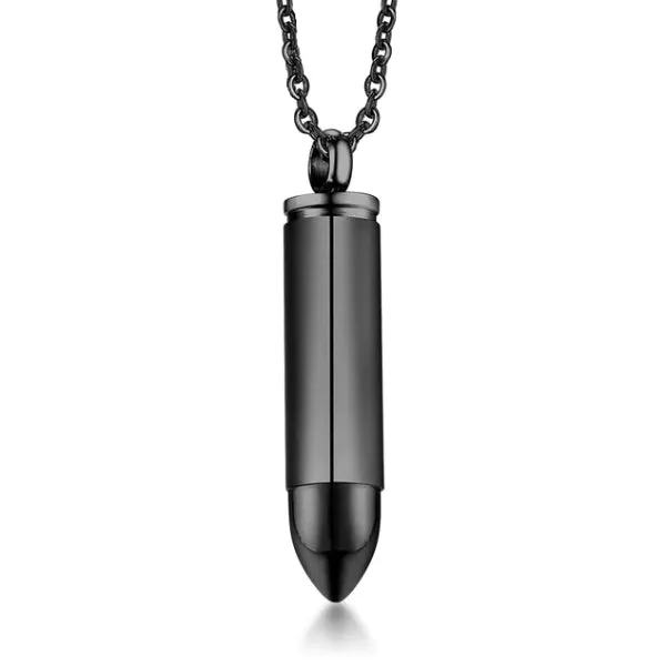 Classy Men Black Pistol Bullet Pendant Necklace