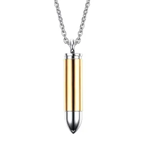 Classy Men Gold Silver Pistol Bullet Pendant Necklace