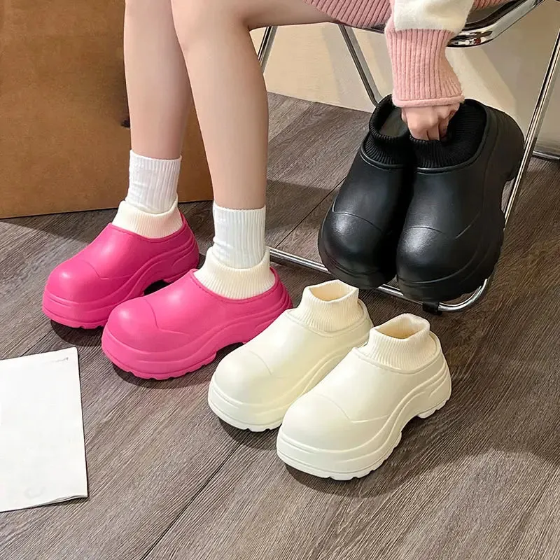 Comfortable Fur Fleece-Lined Waterproof Orthopedic Anti-slip Thick Bottom Women's Clogs