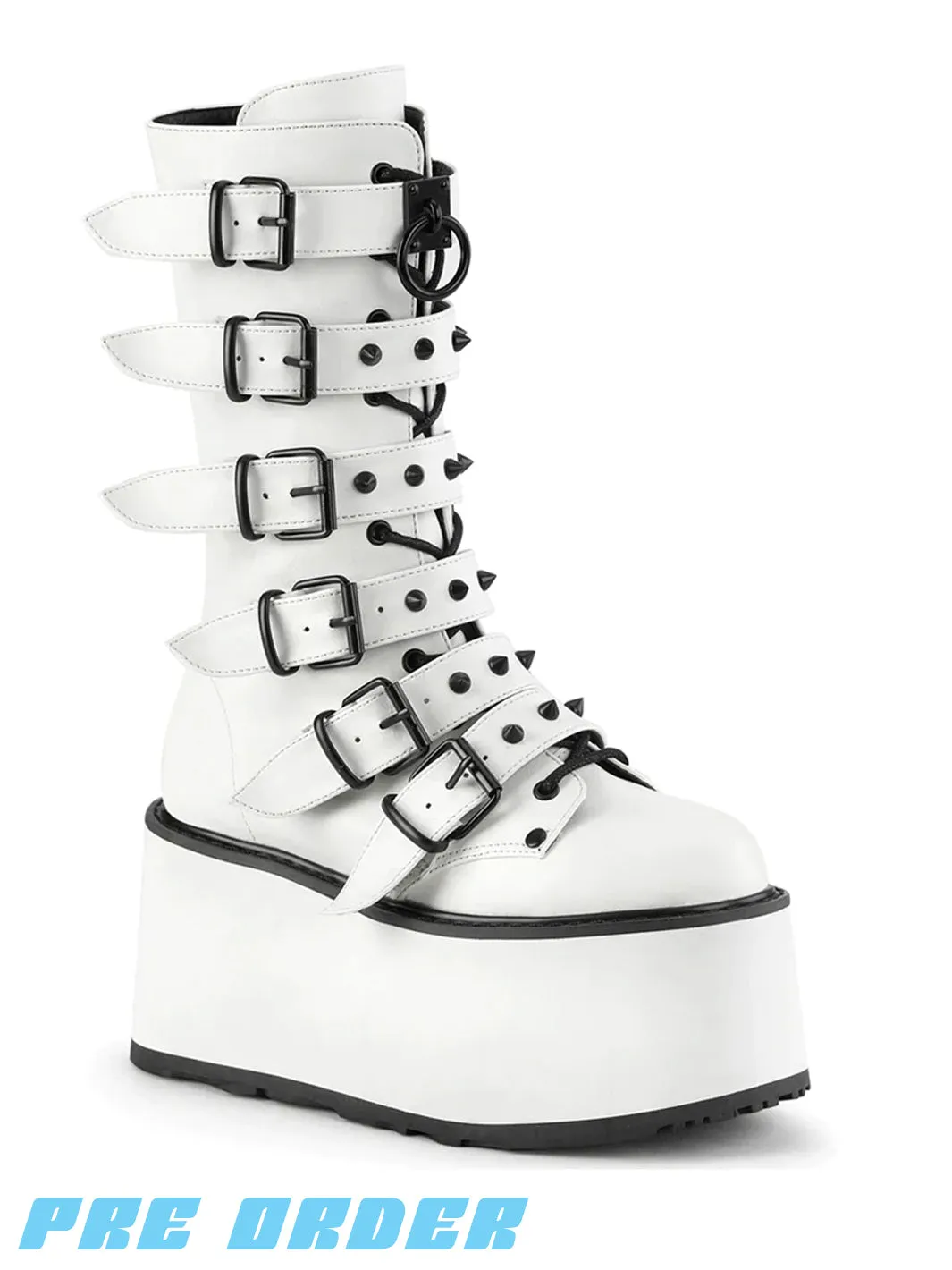 DEMONIA DAMNED-225 - WHITE VEGAN LEATHER ✰ PRE ORDER ✰