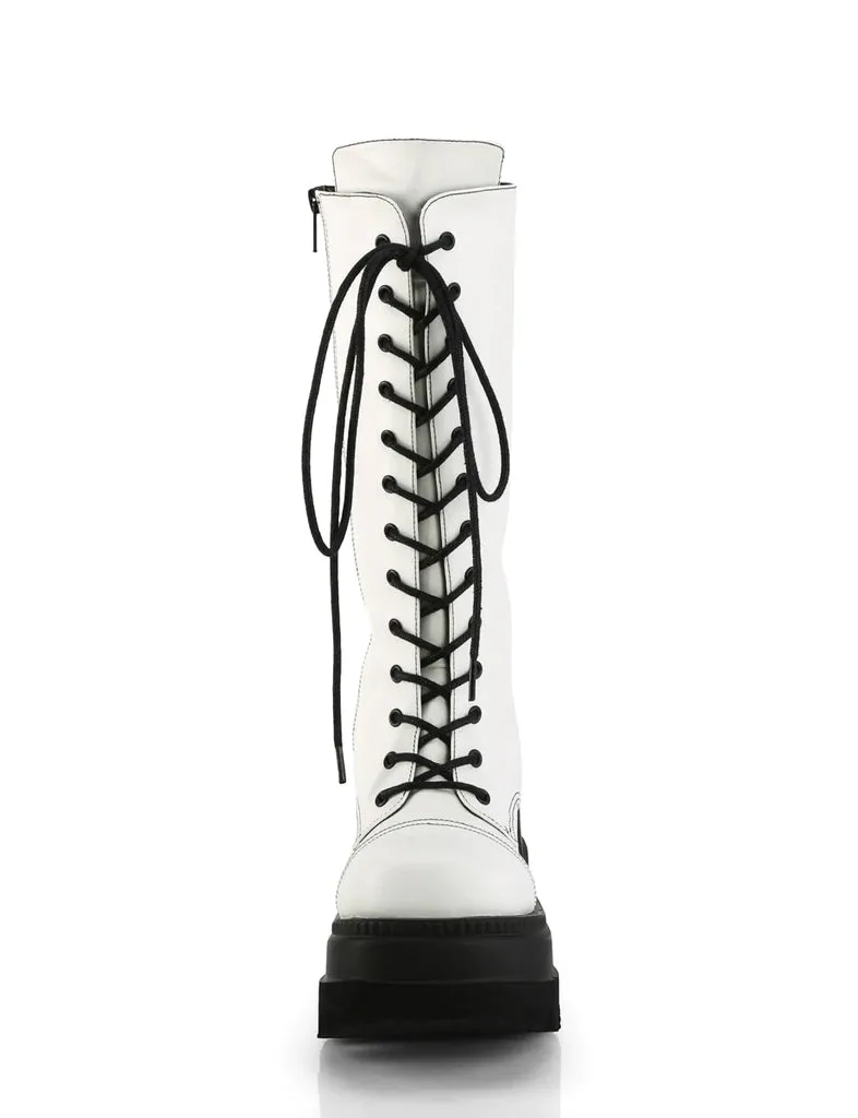 DEMONIA SHAKER-72 BOOTS - WHITE VEGAN LEATHER ✰ PRE ORDER ✰