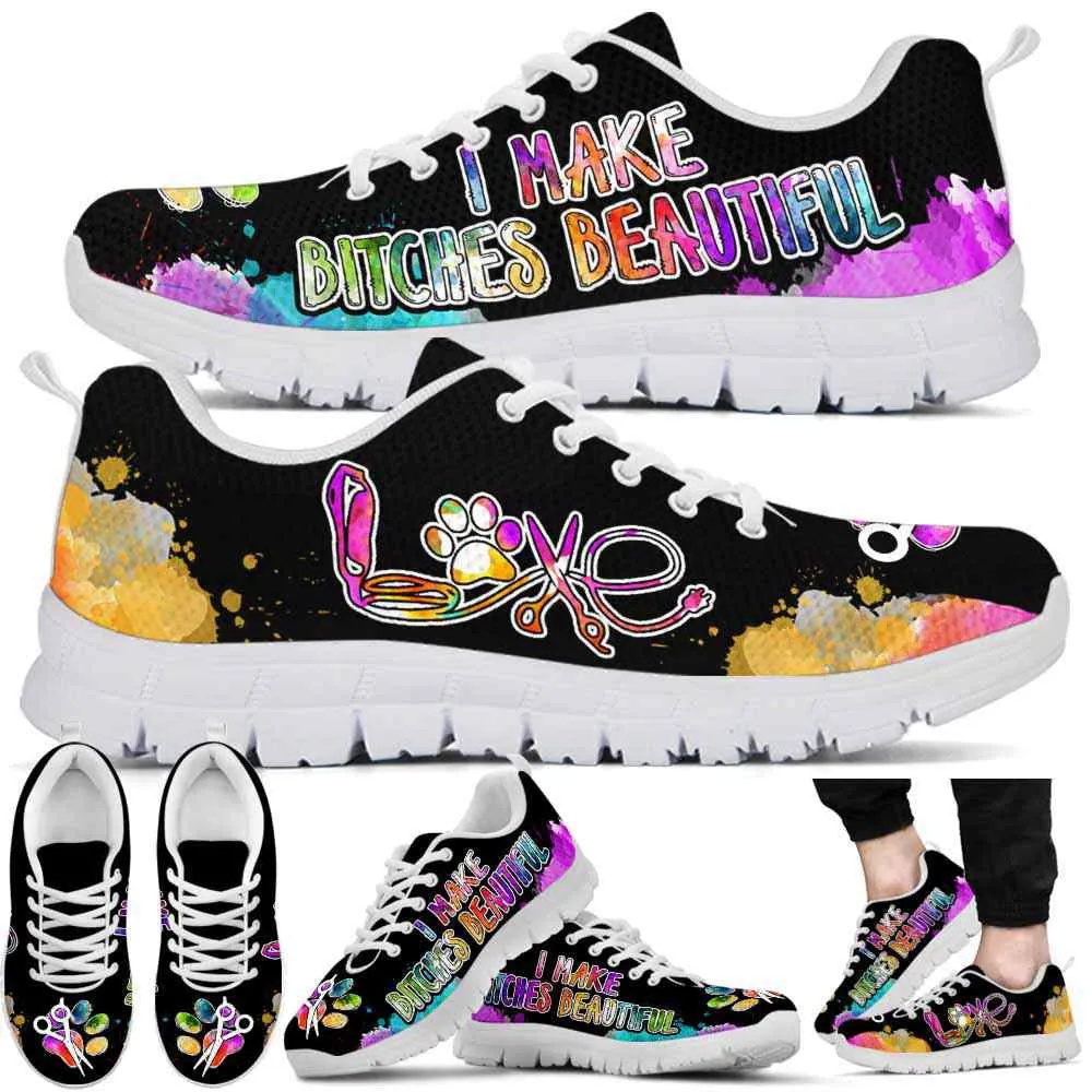 Dog Groomer Sneaker, Dog Groomer I Make Bitches Beautiful Watercolor Sneakers Shoes, Best Running Shoes, Unique Gifts For Dog Lovers