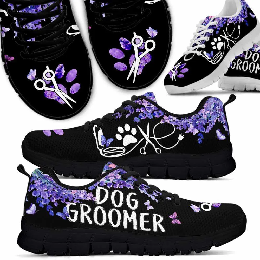 Dog Groomer Sneaker, Dog Groomer Lavender Flower Love Sneakers Shoes, Best Running Shoes, Unique Gifts For Dog Lovers