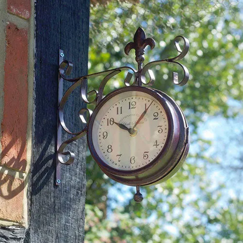 Double Sided York Station Clock And Thermometer