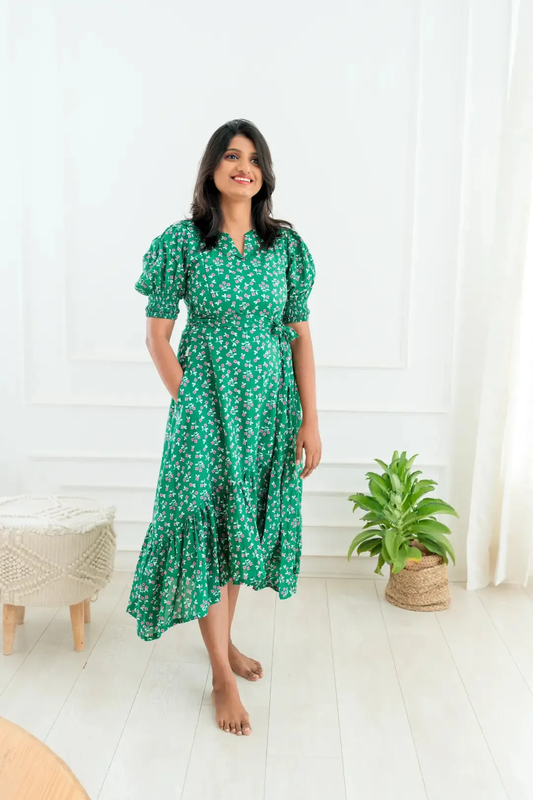 Emerald Grove Maternity Nursing Dress