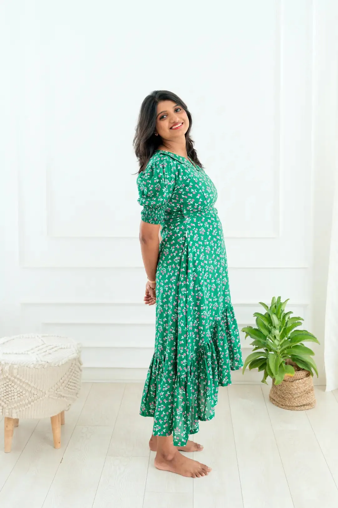 Emerald Grove Maternity Nursing Dress