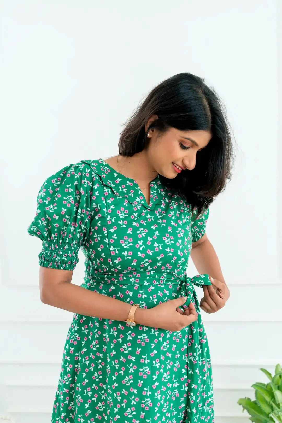 Emerald Grove Maternity Nursing Dress