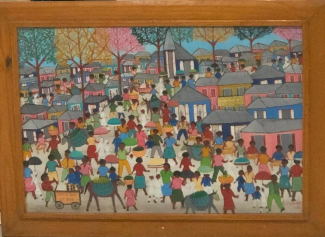 Etienne Chavannes (1939-2018) 16"x24" Village Scene Oil on Canvas Framed #1FC