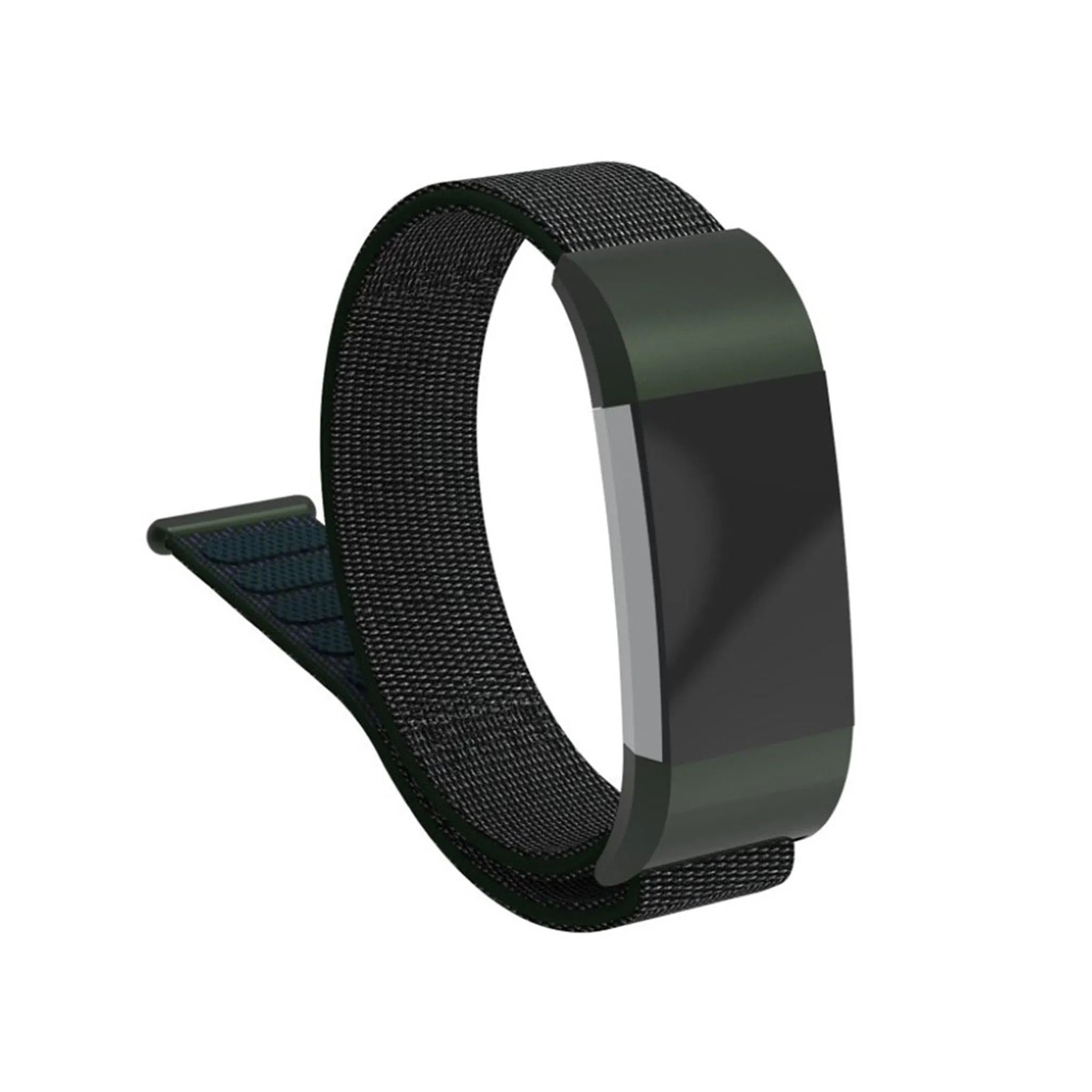 Fitbit Charge 2 velcro closure flexible nylon watch strap replacement - Dark Green