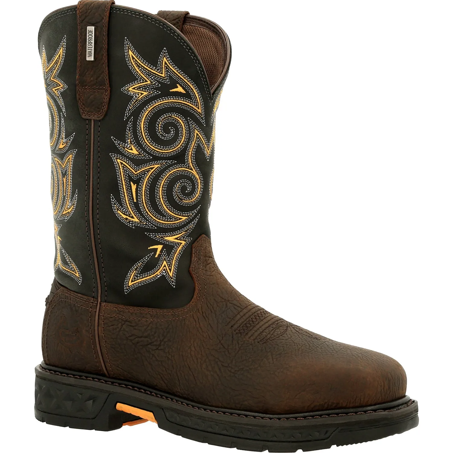 Georgia Mens Carbo-Tec LT WP ST Brown/Navy Leather Work Boots