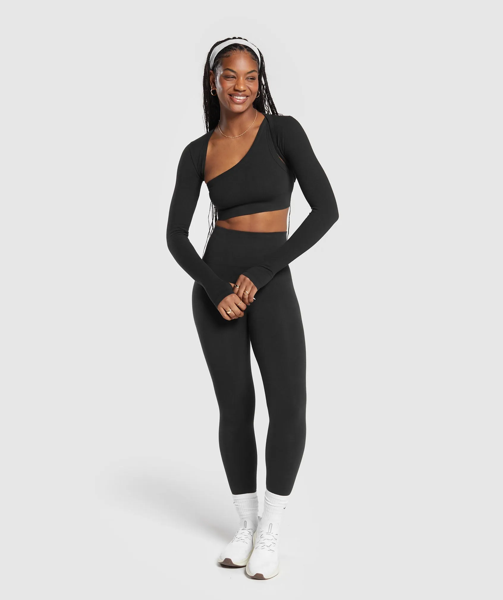 Gymshark Ribbed Cotton Seamless Shrug - Black