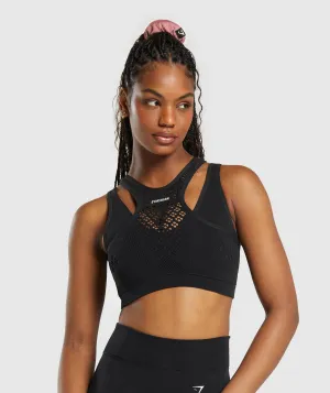 Gymshark Warp Knit Gradient Bra - Black