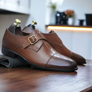 Handmade Brown  Leather Shoes, Cap Toe Shoes, Fashion Shoes For Men's