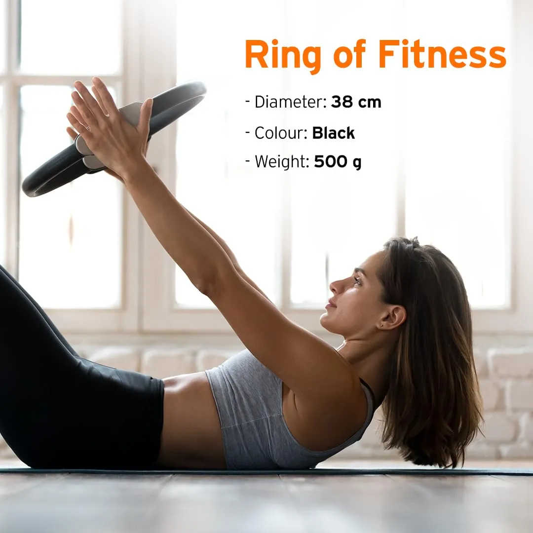 HEAD Pilates Ring (38 CM) | Magic Circle for Inner Thigh & Core Exercises | Fitness Ring for Women | Thigh Master & Yoga Ring | Home Workout Equipment for Toning & Flexibility | Training Ring - Black