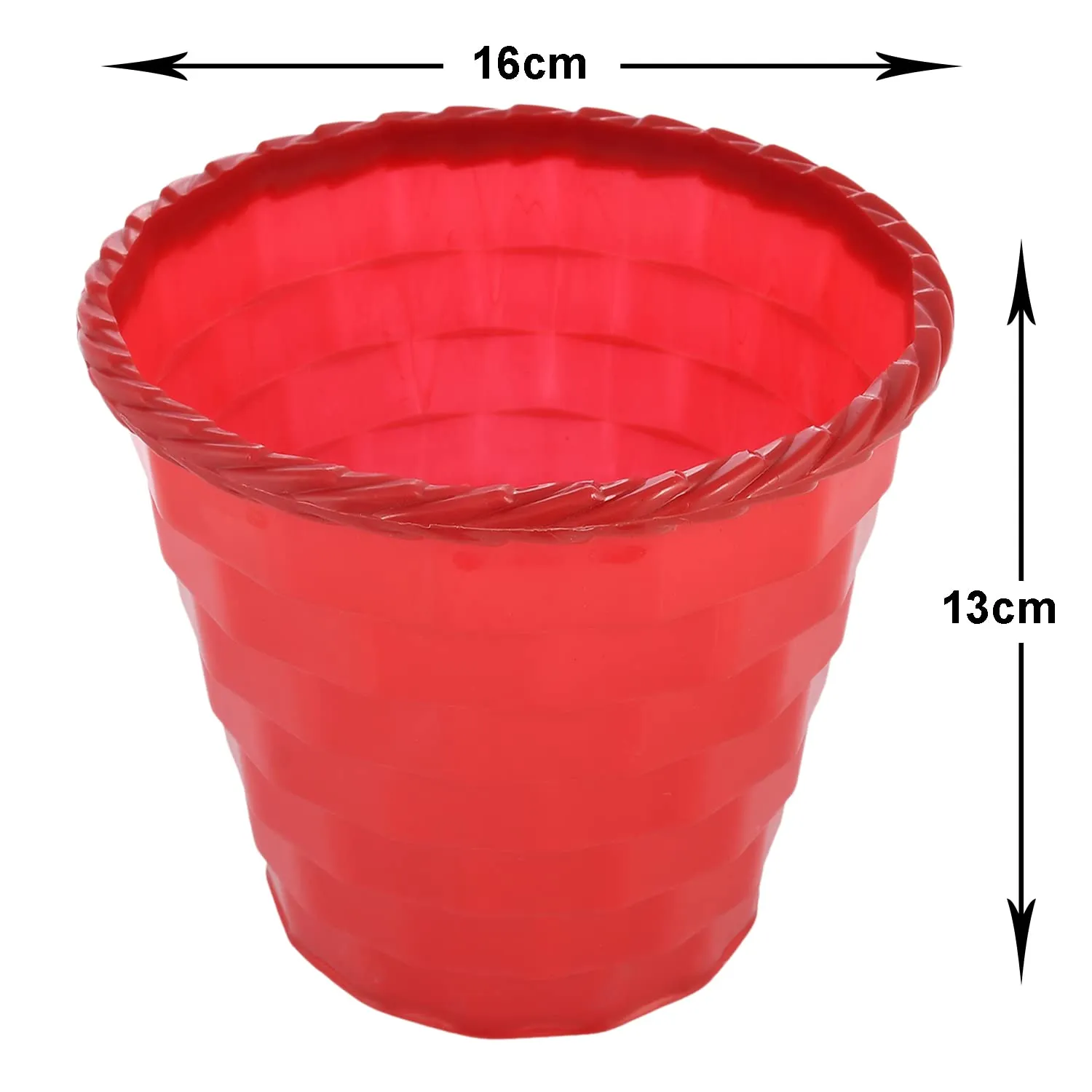 Heart Home Brick Flower Pot|Durable Plastic Flower Pots|Planters for Home Décor|Garden|Living Room|Balcony|6 Inch|Pack of 5 (Red)