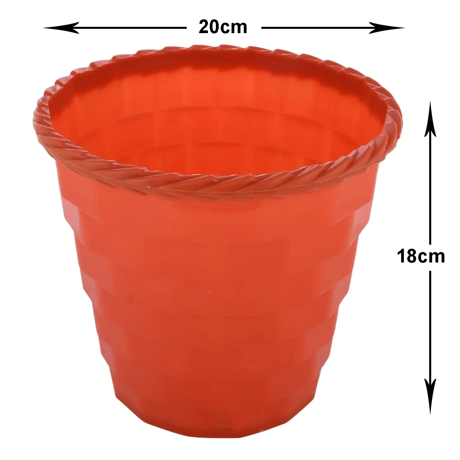 Heart Home Brick Flower Pot|Durable Plastic Flower Pots|Planters for Home D�cor|Garden|Living Room|Balcony|8 Inch|Pack of 4 (Orange)