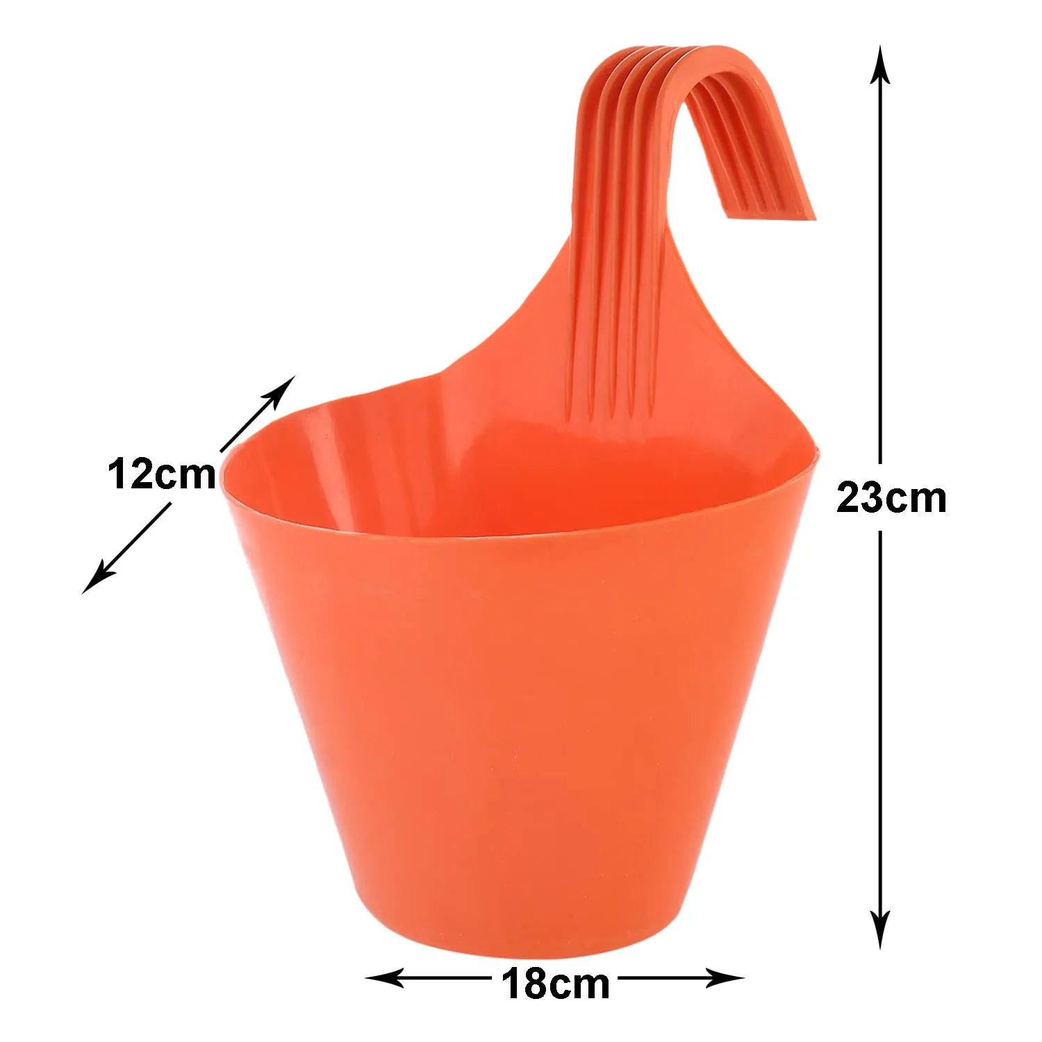 Heart Home Hanging Flower Pot|Single Hook Plant Container|Durable Plastic Glossy Finish Pots for Home|Balcony|Garden|9 Inch|Pack of 4 (Multicolor)