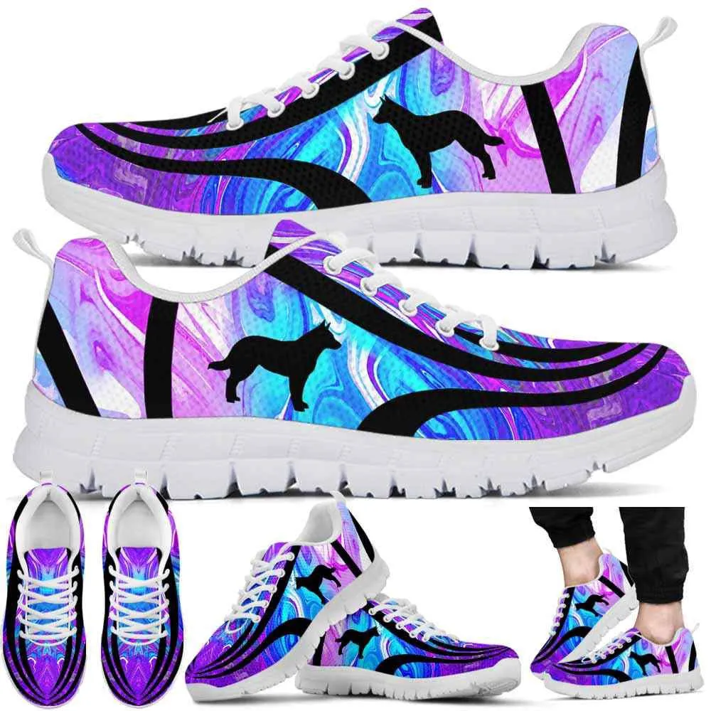 Heeler Sneaker, Heeler Dog Lovers Blue Purple Wave Sneakers Gym Running Shoes Gift Women Men, Heeler Shoes