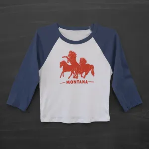 Horsepower Montana Navy Baseball Crop Tee