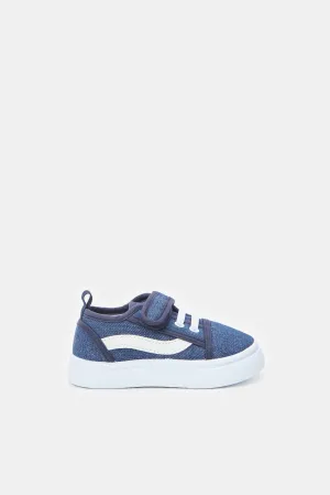 Infant Boys Blue Denim Velcro Pump