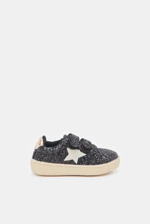 Infant Girls Black Glitter Sneaker