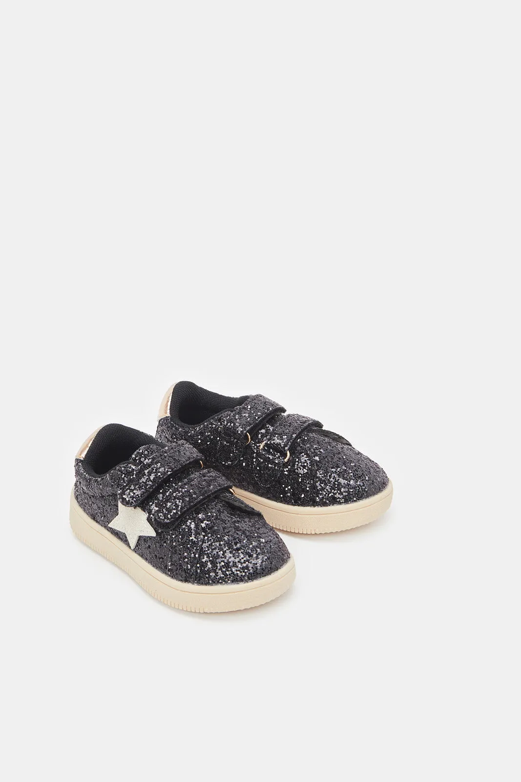 Infant Girls Black Glitter Sneaker