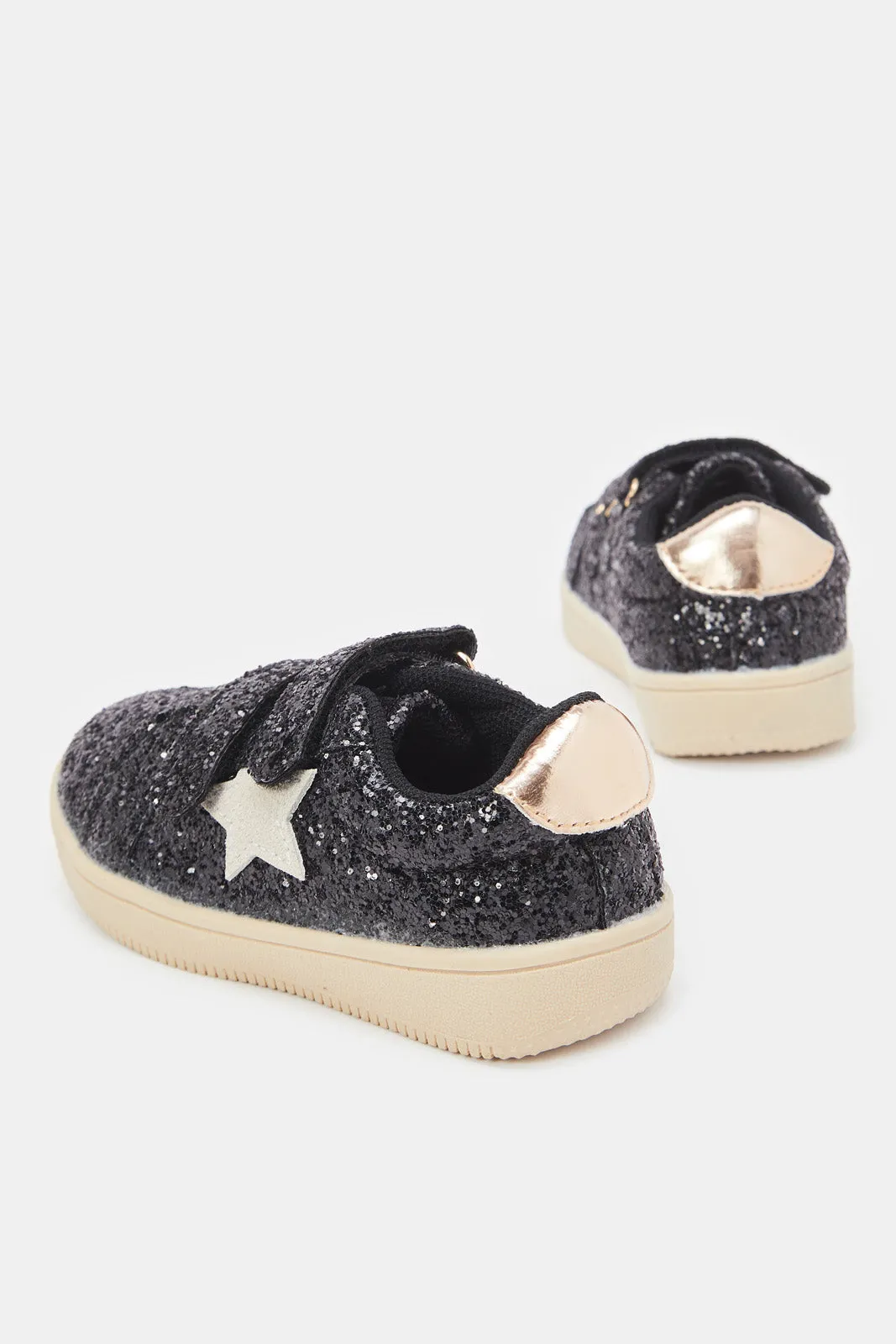 Infant Girls Black Glitter Sneaker