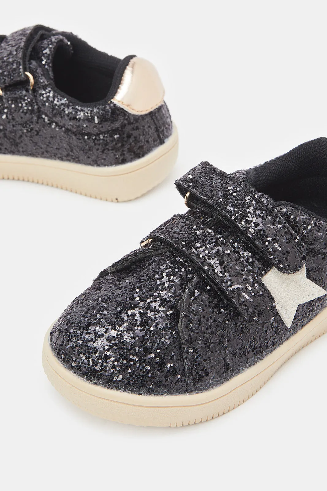 Infant Girls Black Glitter Sneaker