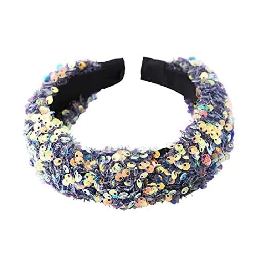 Kairangi Hair Band for Women Girls Glitter Sparkly Headband for Women Knot Fabric Hair Band for Girls Multicolor Turban Headband Cross Knot Hair Bands Elastic