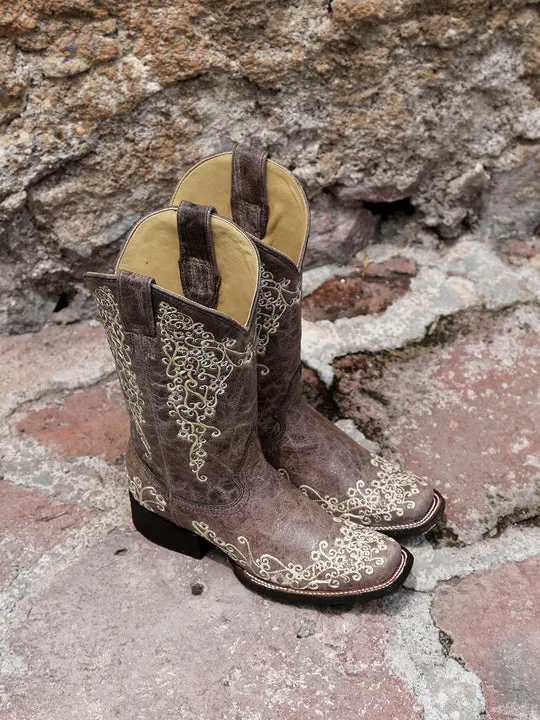 Ladie's Corral Brown Embroidered Western Boot A2663